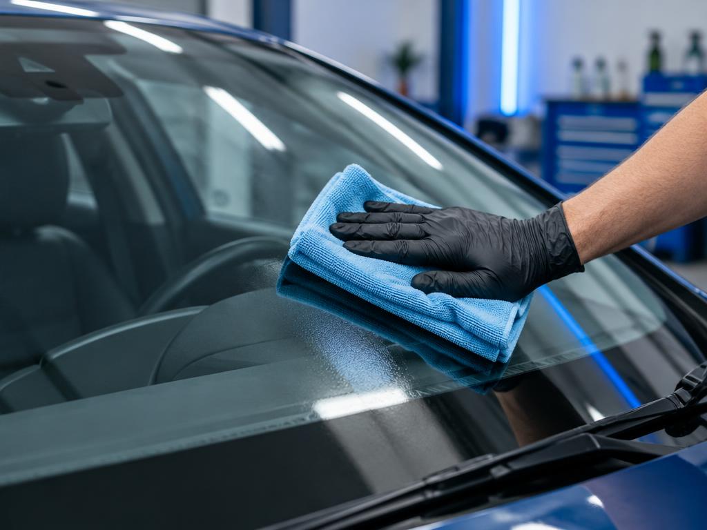 Limpeza de para-brisa automotivo (imagem ilustrativa)